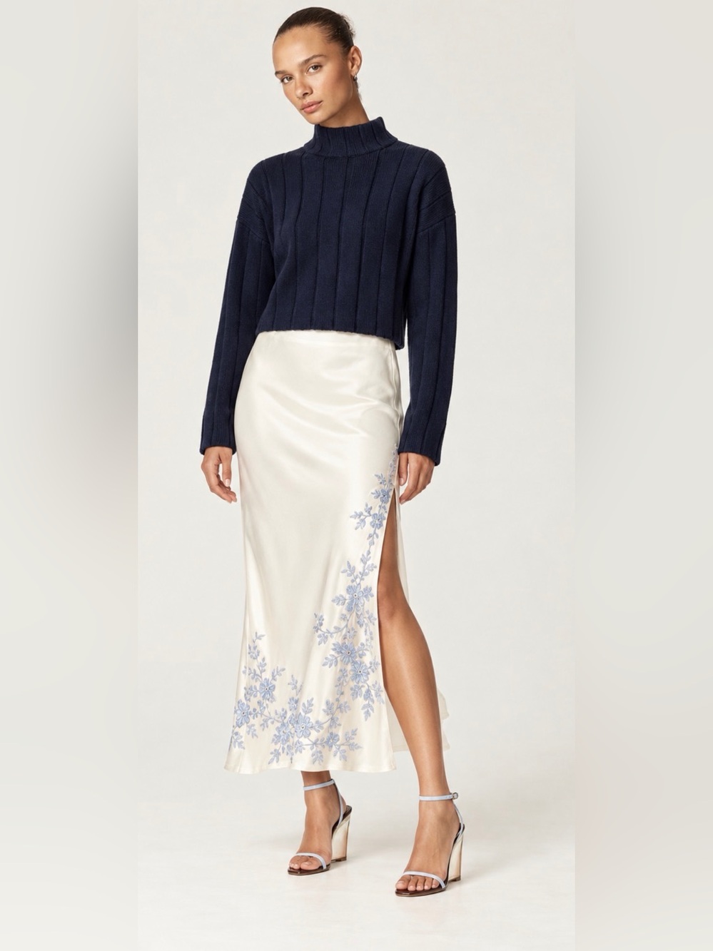 J.Crew knit Ribbed cotton mockneck sweater in navy - Picture 6 of 11
